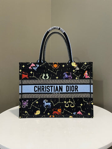 Dior Zodiac Book Tote Black / Multicolored Embroidery