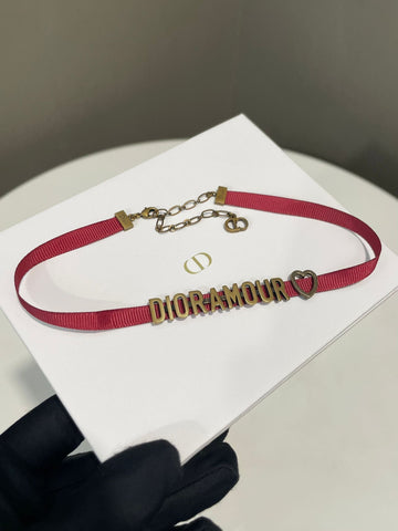 Dior ‘Dioramour’ Heart Choker Red Ribbon
