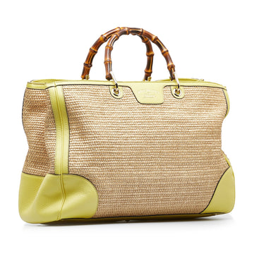 GUCCI Large Bamboo Raffia Satchel