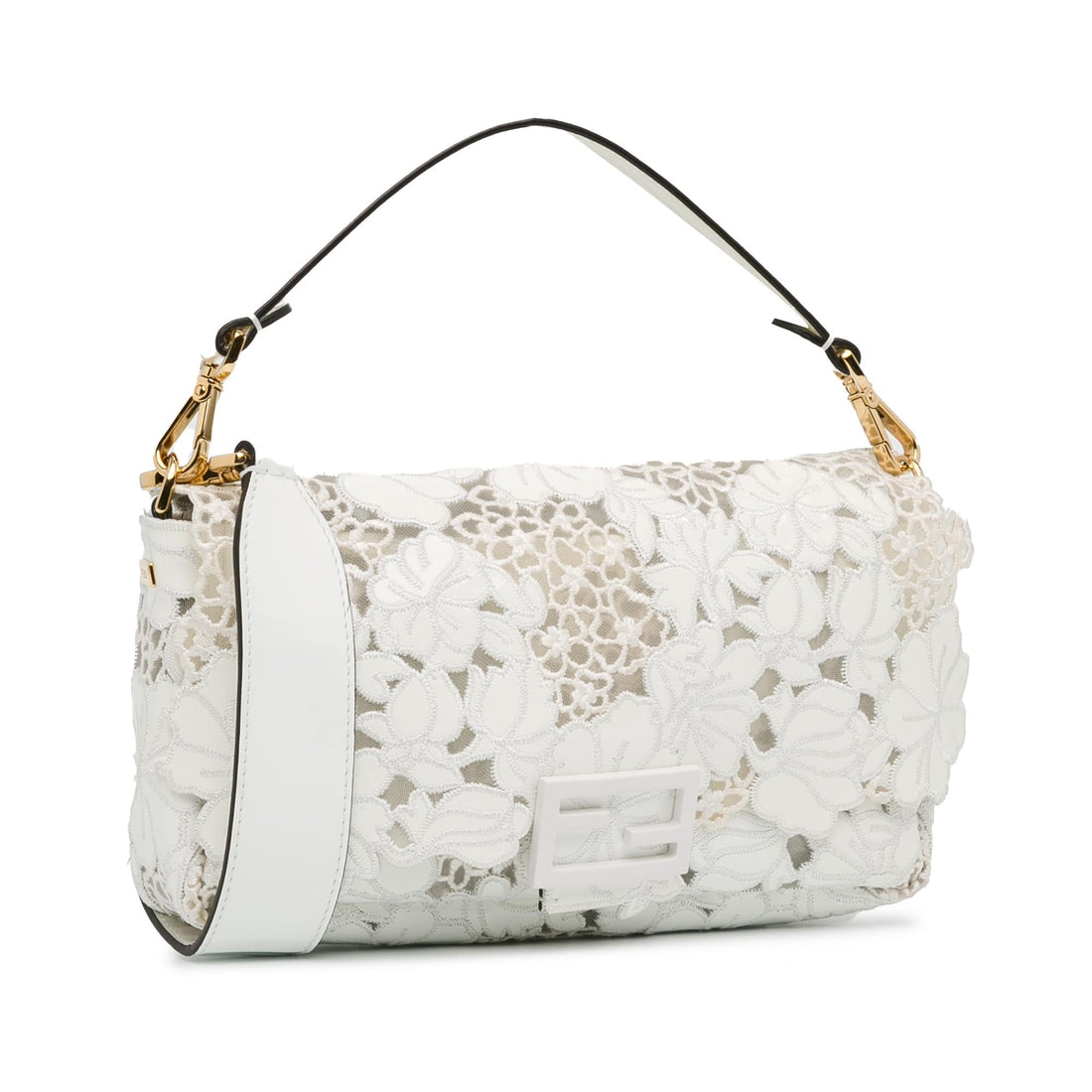 Fendi Embroidered Lace Baguette Satchel (SHG-iD9Gxu)