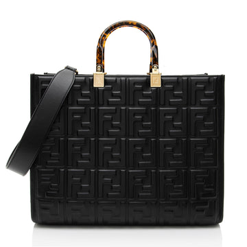 Fendi FF Embossed Calfskin Sunshine Medium Shopper Tote