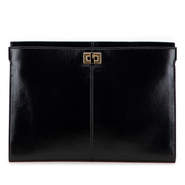 Fendi Glazed Calfskin Slim Peekaboo Turn Lock Clutch