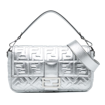 Fendi Large Zucca Embossed Baguette Satchel