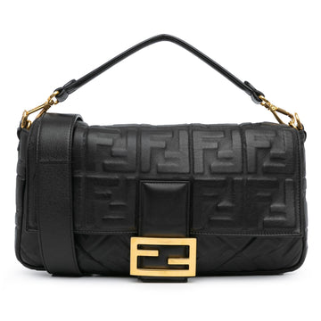 Fendi Large Zucca Embossed Leather Baguette Satchel (SHG-jLAnxb)