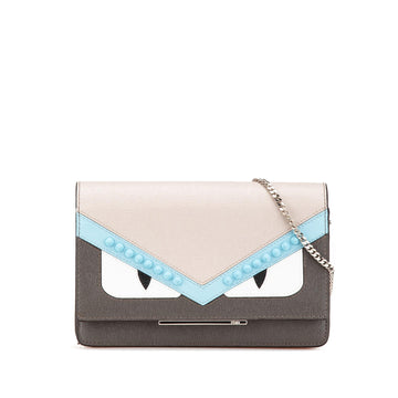 Fendi Leather Monster Eyes Wallet On Chain