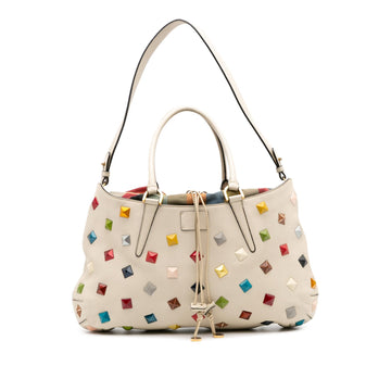 Fendi Medium Studded Leather B Fab Drawstring Tote