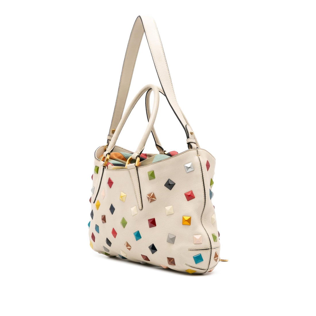 Fendi Medium Studded Leather B Fab Drawstring Tote
