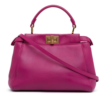 Fendi Mini Leather Iconic Peekaboo Satchel (SHG-BghCY6)