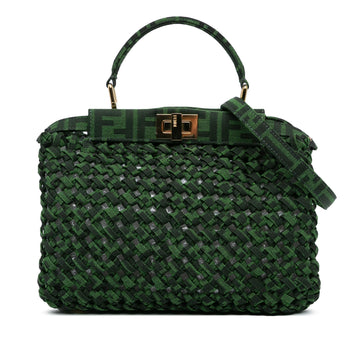 Fendi Mini Zucca Interlaced Canvas Iconic Peekaboo Satchel (SHG-bvHwrT)