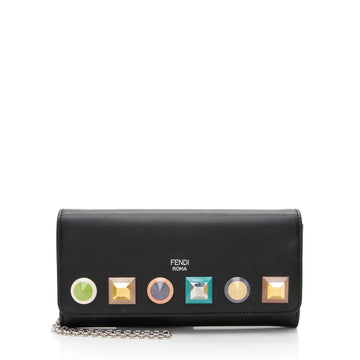 Fendi Leather Rainbow Studs Wallet on Chain