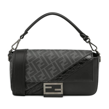 Fendi Zucca Coated Canvas And Calfskin Baguette Satchel