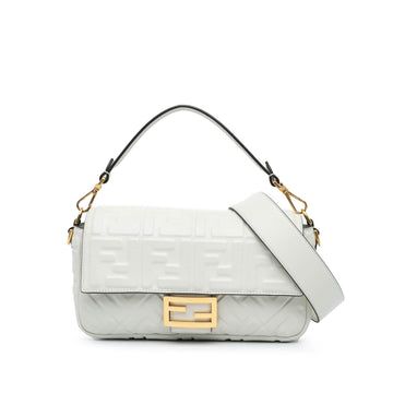 Fendi Zucca Embossed Leather Baguette Satchel