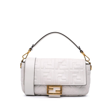 Fendi Zucca Embossed Leather Baguette Satchel