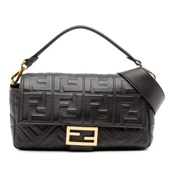Fendi Zucca Embossed Leather Baguette Satchel