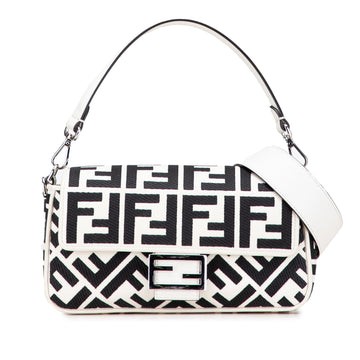 Fendi Zucca Embroidered Canvas Baguette Satchel