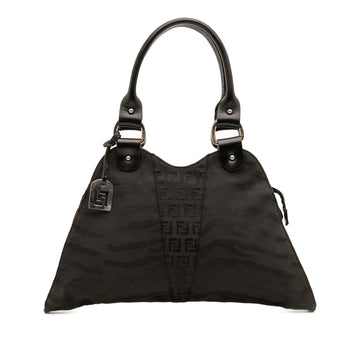 Fendi Zucchino Zebra Print Canvas Diavolo Trapezio Handbag