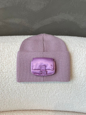 Fendi Baguette Knitted Beanie Mauve Purple