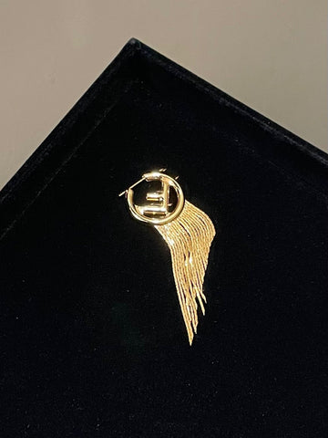 Fendi F Dangling Tassel Single Side Earrings