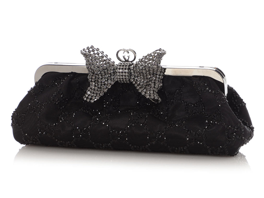 Gucci Black Crystal Broad Clutch