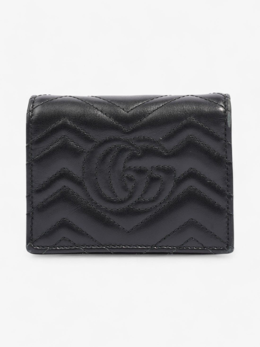 Gucci GG Marmont  Case Wallet Black / Gold Matelasse Leather