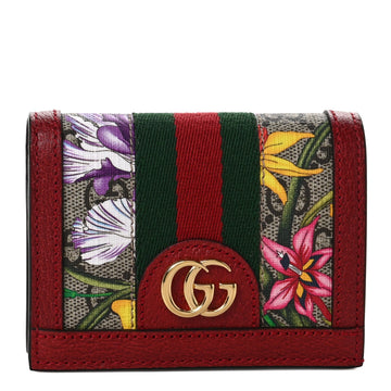 GUCCI GG SUPREME MONOGRAM FLORA WEB OPHIDIA CARD CASE