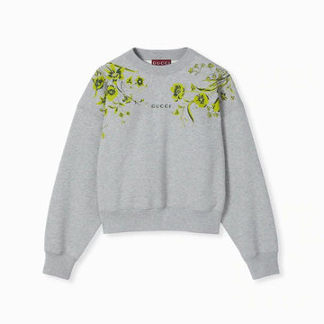 GUCCI COTTON JERSEY FLORAL PRINT SWEATSHIRT
