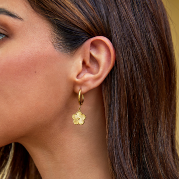 Golden Clover Hoop Earrings
