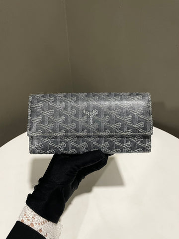 Goyard Varenne Continental Wallet Grey Calfskin Coated Canvas