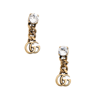 Gucci Crystal Double G Chain Drop Earrings (SHF-qC4GTi)