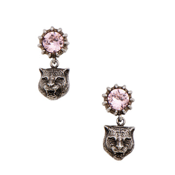 Gucci Crystal Feline Head Stud Earrings (SHF-OUF2sU)