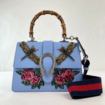 GUCCI CALFSKIN BAMBOO WEB DIONYSUS TOP HANDLE BAG