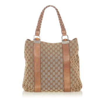 Gucci GG Canvas Bamboo Libeccio Tote Bag (SHG-19568)
