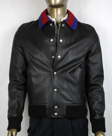 GUCCI GRAINY LEATHER BOMBER JACKET