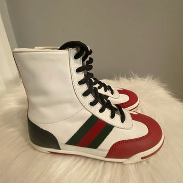GUCCI KIDS ACE LEATHER HIGH TOP SNEAKERS