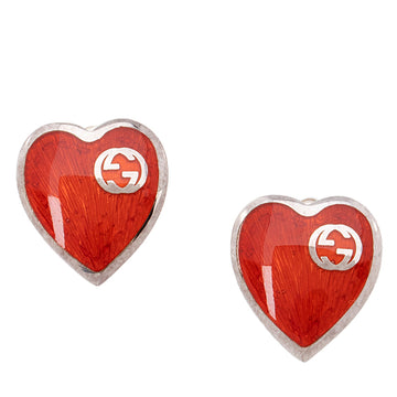 Gucci Sterling Silver Enamel Heart Earrings (SHF-20641)