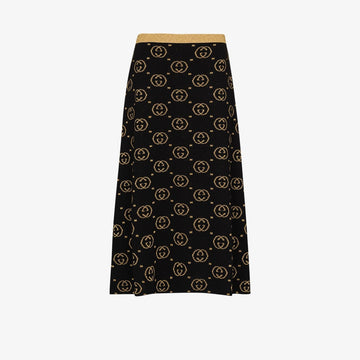 GUCCI GG Jacquard Lamé Wool Skirt
