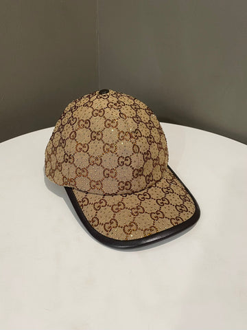 Gucci Crystal Baseball Cap Monogram Canvas