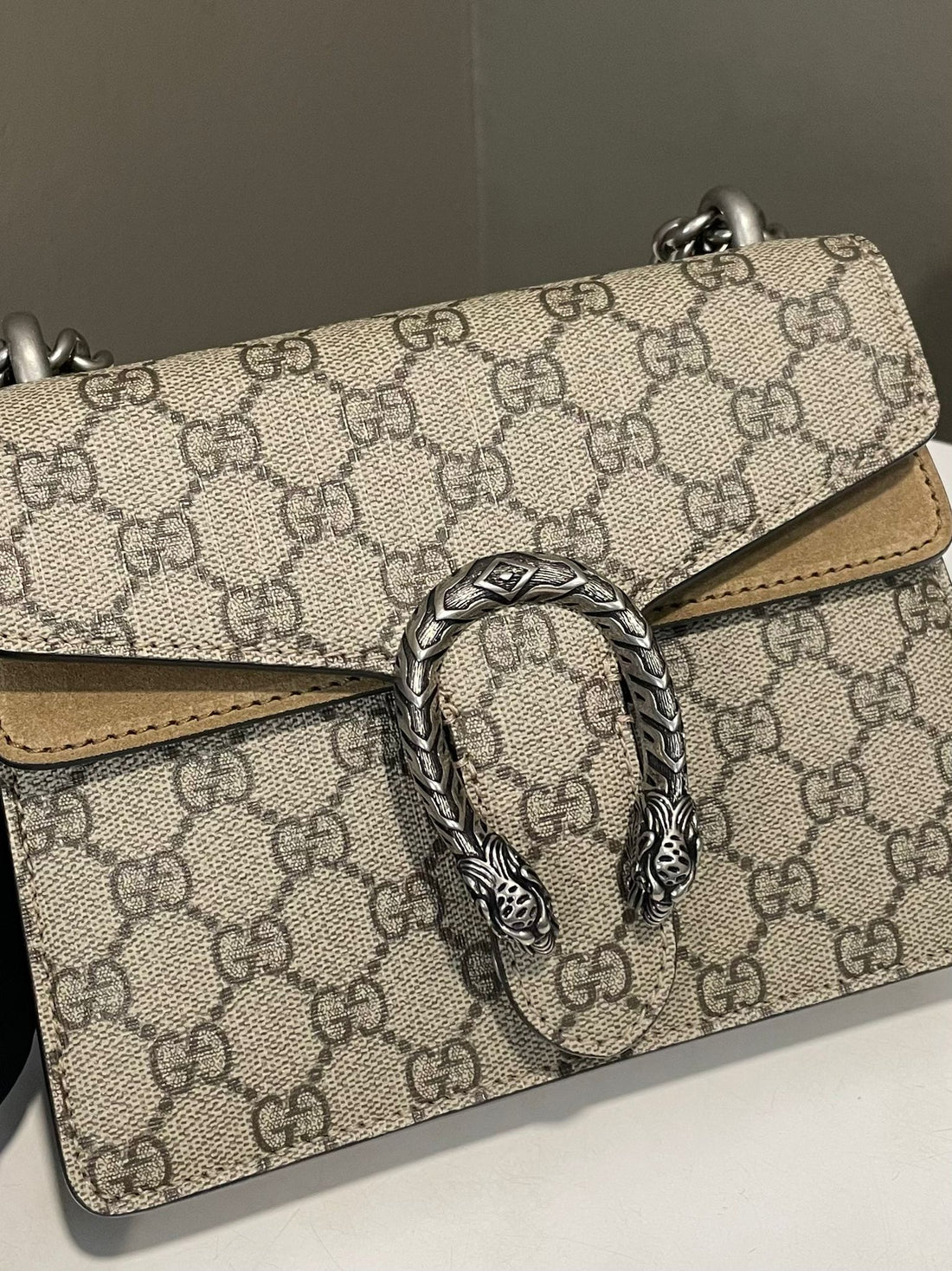 Gucci Dionysus GG Shoulder Bag Beige Taupe Supreme Monogram