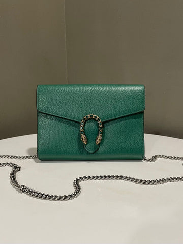 Gucci Dionysus Wallet on Chain  Emerald Grainy Calfskin