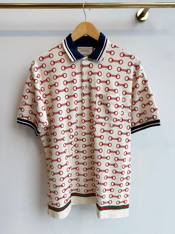 Gucci Horsebit-Print Cotton Piquet Polo Shirt
