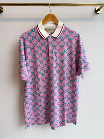Gucci Embroidery GG & Star Cotton Piquet Polo Shirt