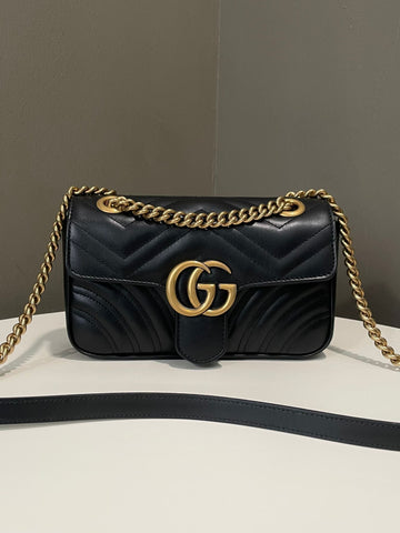 Gucci GG Marmont Flap Bag Black Calfskin