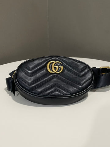 Gucci GG Marmont Matelassé Belt Bag Black Clafskin