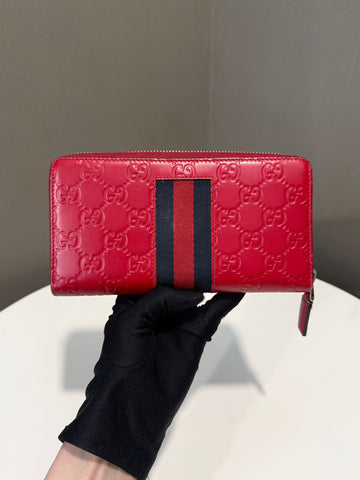 Gucci Guccissima Zippy Wallet Red
