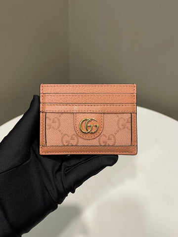 Gucci Ophidia Card Case Pink GG Canvas / Calf