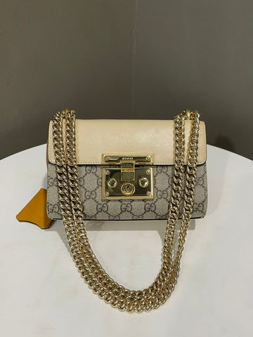 Gucci Padlock Shoulder Bag Creme GG Supreme Canvas