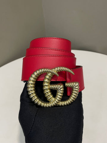 Gucci Torchon Double G Belt Hibiscus Red