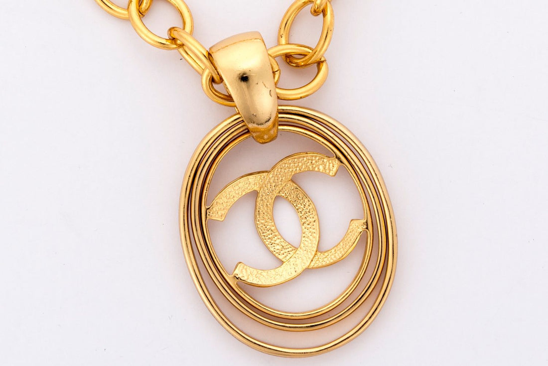 Chanel   Gold Necklace Triple Ring CC Logo, no Dust Cover & Box