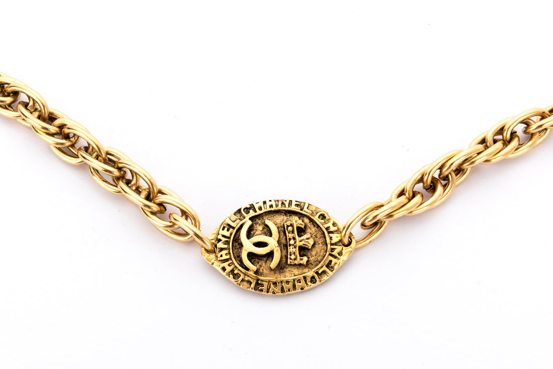 Chanel   CC Oval Charm Necklace, with Box