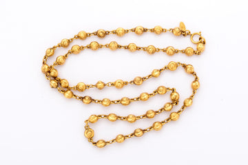 Chanel   Round Ball Necklace, Length 91cm, Gold Color, no Dust Cover & Box
